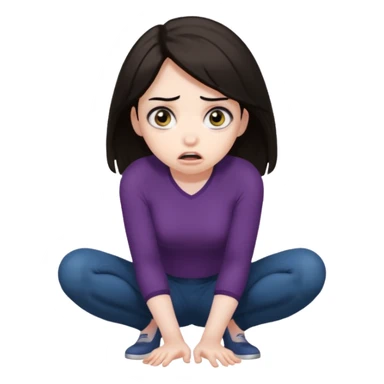 frightened woman crouching sticker