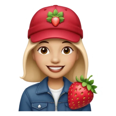 singer strawberry wearing cap sticker