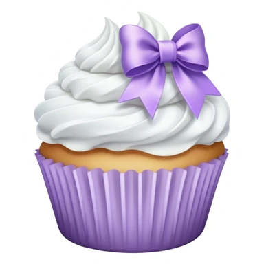 White cupcake with light purple bow sticker
