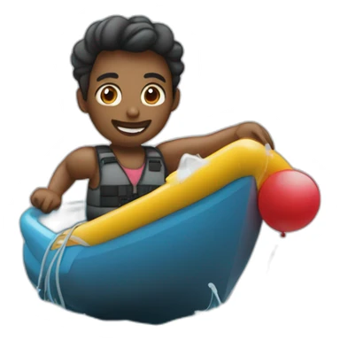 Une personne noire sur un bateau gonflable sur l’eau sticker