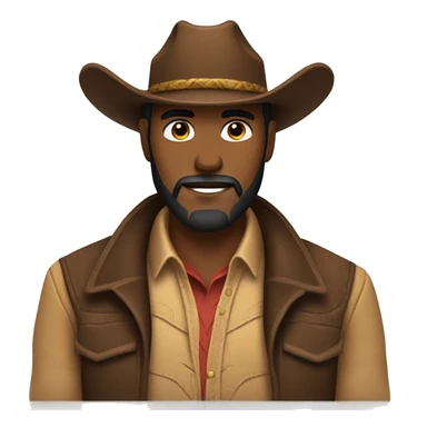 Cowboy with a brown cowboy hat and a beard sticker