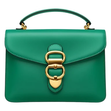 Realistic Luxury style jade green leather clutch bag, with detailed gold buckle  sticker