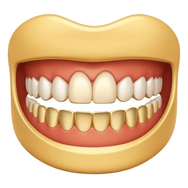 White teeth with gold grill sticker