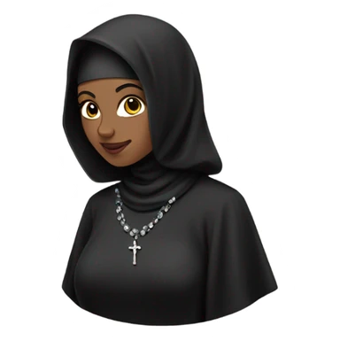nun with jewelry and confidence black hijab sticker