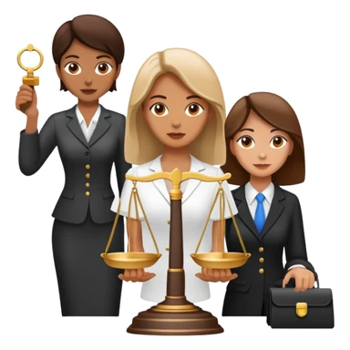 female notary with justice scale helping another woman sticker