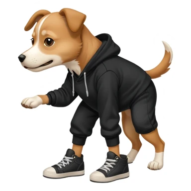 Dog wearing shoes and  hoodie sticker