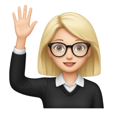 Girl with glasses waving sticker