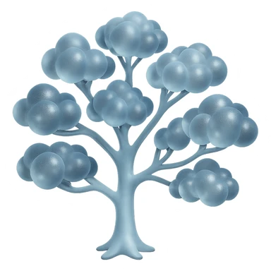 Make the tree trunk and branches bright white in matte glass style, keep the fluffy cloud-like crown and transparent background as is. sticker