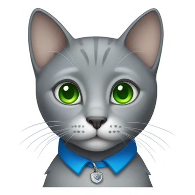 Grey cat with green eyes and blue color sticker