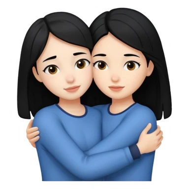 Two girls with black hair hugging each other sticker