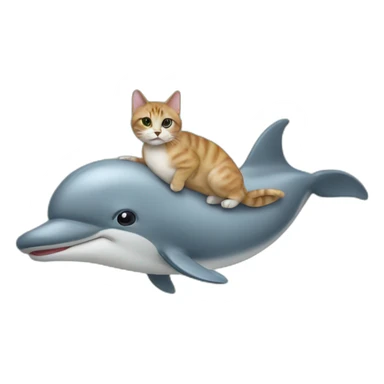 Cat on a dolphin sticker