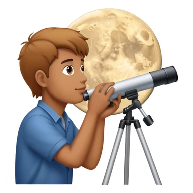 person looking at the moon with telescope sticker