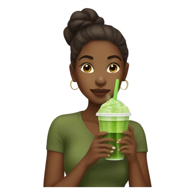 Brown skin girl sipping iced matcha sticker