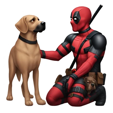 Deadpool holding black lab sticker