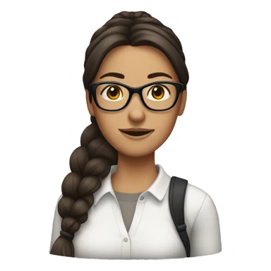 Brunette woman with ponytail wearing glasses sticker