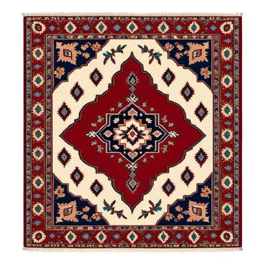 Cinematic Realistic depiction of a richly patterned Turkish carpet, rendered with exquisite details and vibrant colors, set against a soft, warmly lit background that emphasizes its artisanal craftsmanship sticker