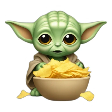 Bébé Yoda qui mange des chips sticker