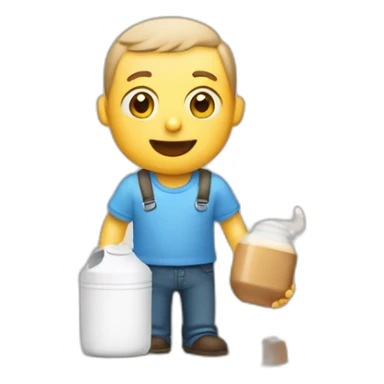 Un père qui prend une brique de lait dans sa main sticker