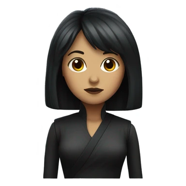female starwars character with dark long hair and bangs sticker