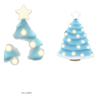cute light blue Christmas tree with white lights sticker