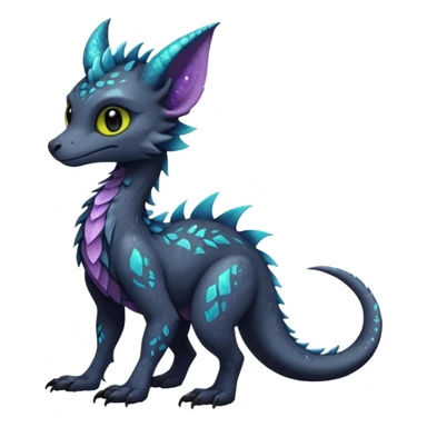 Feral Rare Fantasy Darkg gothic spooky  sparkly shiny Draco-Vernid-Trico-species by LiLaiRa, random markings, tufted tail, tufted ears, full body sticker
