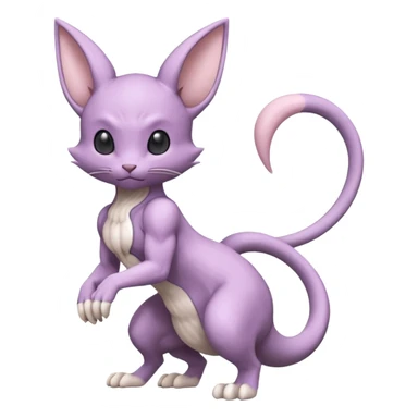 Pastel dull greyish anthropomorphic furry Mewtwo-Beerus-Venom-Espurr-Minccino-hybrid-fusion-animal-ET-species-creature  sticker