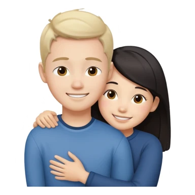 Asian girl hugging white boy sticker
