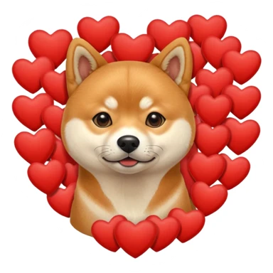 Shiba Jasper many small red hearts sticker