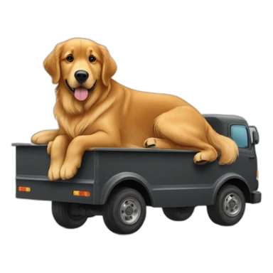 A Golden retriever hugging a rottweiller on a moving truck sticker