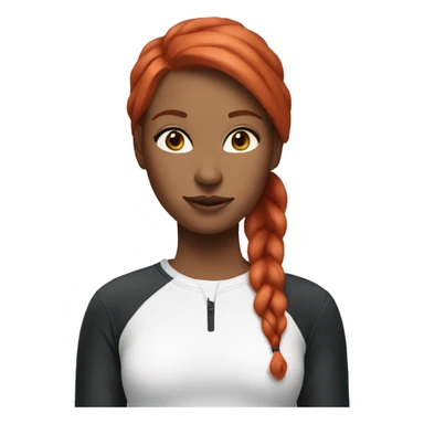 1 woman with red hair and sporty style and a black and white cat sticker