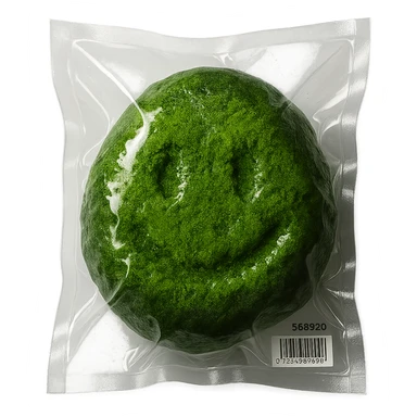 stone with green moss, glossy and puffy sticker