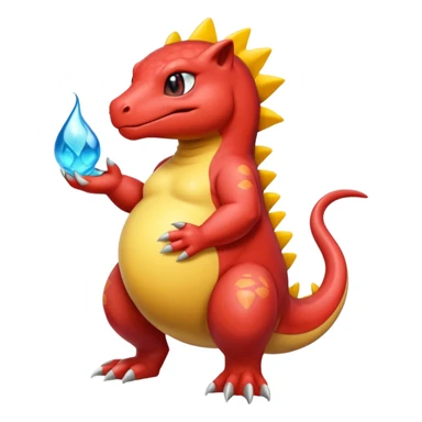 Big fat chubby slimy gooey glossy oily pregnant Charmeleon-Zeraora-Salandit-fusion sticker