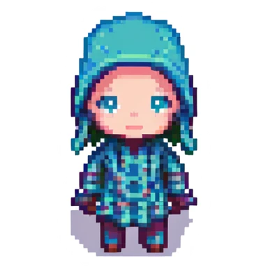 Squid Game series character, pixel art style sticker