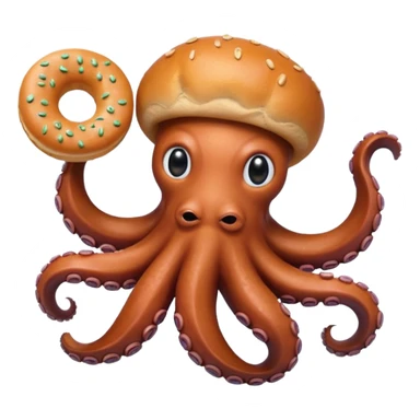 octopus holding bagel sticker