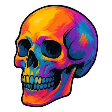 skull in a different color variation, vibrant distinct colors, artistic style, no background sticker