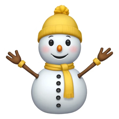 snowman wearing yellow hat, wood arms sticker