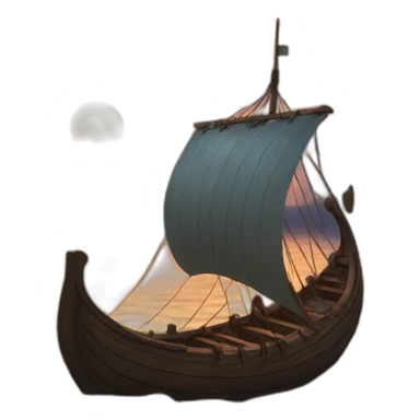 viking ship on the ocean at sunset sticker