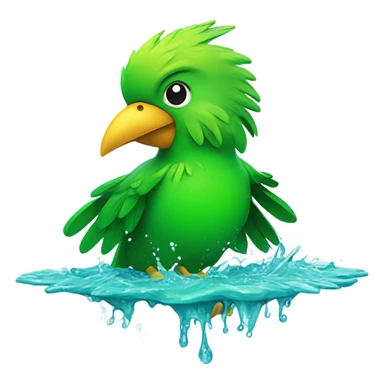 Green bird taking a bath sticker
