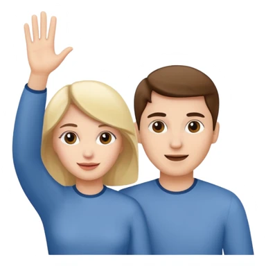 man and woman from behind waving sticker