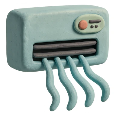 playful air conditioning unit with cool air waves in claymation style with pastel colors sticker