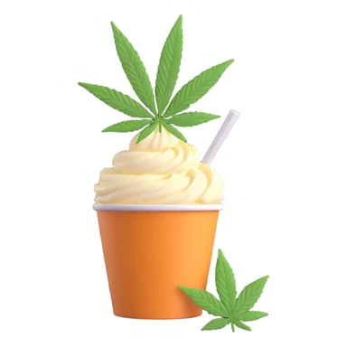 gelato in a paper cup with cannabis leaf sticker