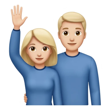 male and female couple seen from behind waving sticker