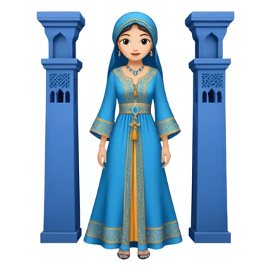 woman in moroccan culture style blue detailed dress sticker