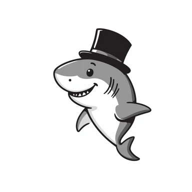 shark wearing a fancy black top hat sticker