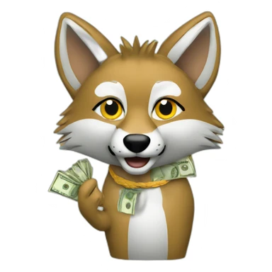 coyote with money sticker