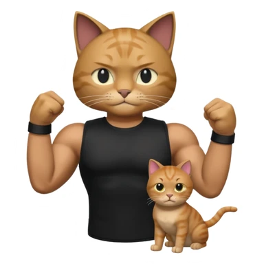 Roblox cat and human whit black musculos shirt sticker