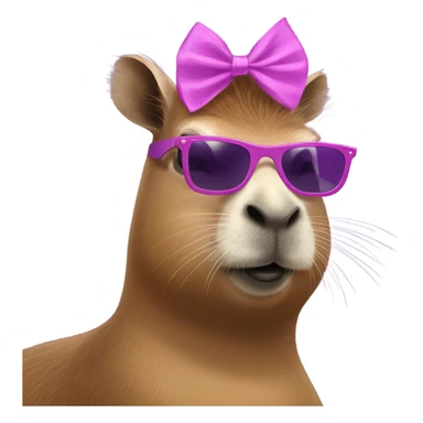 capybara with purple tutu and pink sunglasses  sticker