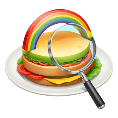 a rainbow meal and magnifier sticker