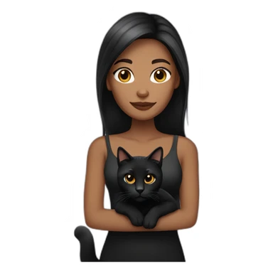 woman brown skin long dark hair with black cat sticker