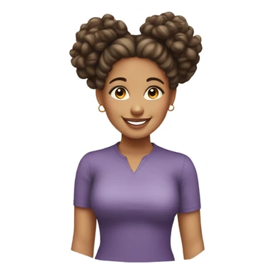 Happy lightskin girl black curls with donut sticker